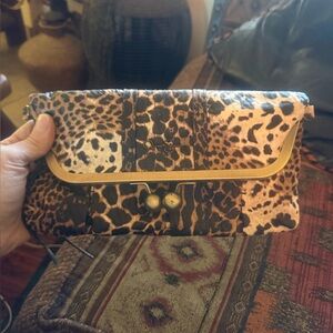 Jessica Simpson Animal Print Clutch with Gold Trim